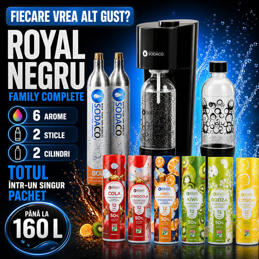 Pachet Royal Starter Negru + Cilindru CO2 + Sticlă + Toate Siropurile